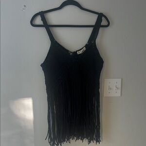 Black Fringe Women's Top